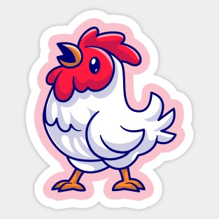 Cute Chicken Crowing Cartoon Sticker